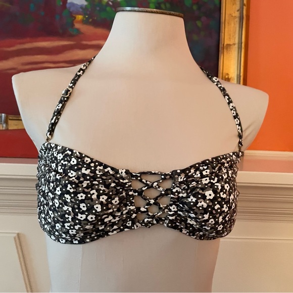 MICHAEL Michael Kors sz M floral print lace-up bandeau bikini & classic bottom - Picture 3 of 8